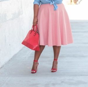 FTF Stripe flare skirt